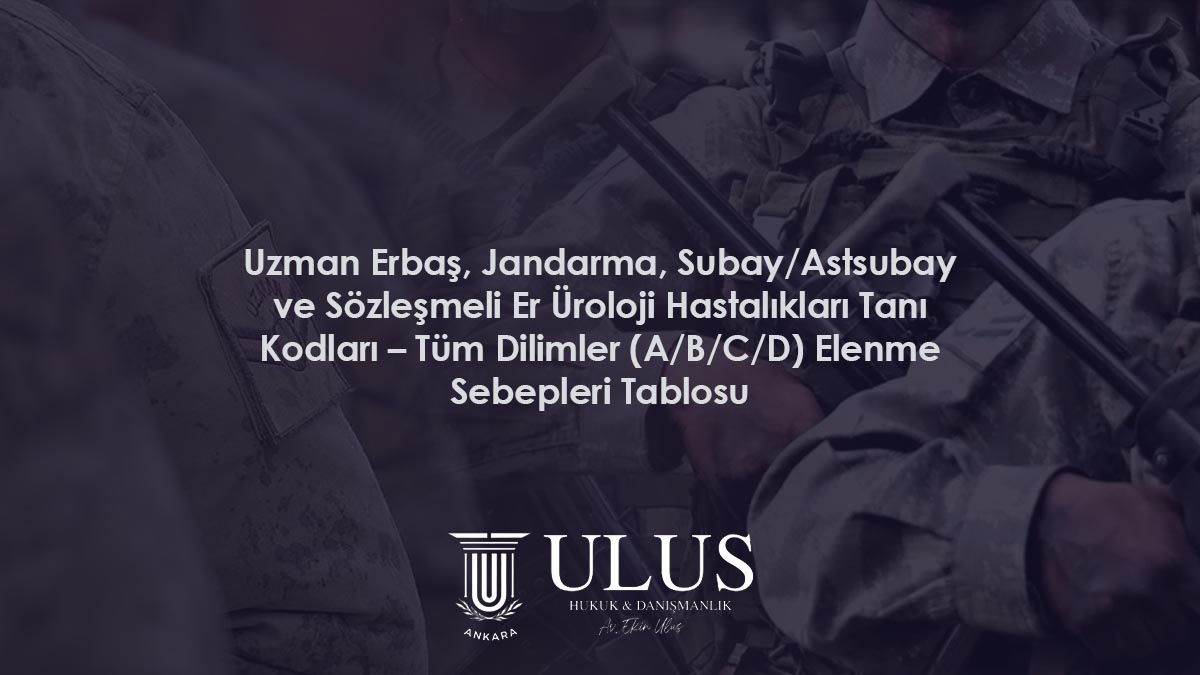 Ürolojiden Elenme: Uzman Erbaş, Jandarma, Subay/Astsubay ve Sözleşmeli Er Heyet (Sağlık) Raporuna İtiraz ve İptal Davası